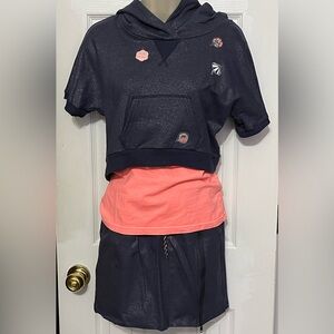 NONO Cropped Hoodie Tank Top & Skirt Set Sz 14 NWOT